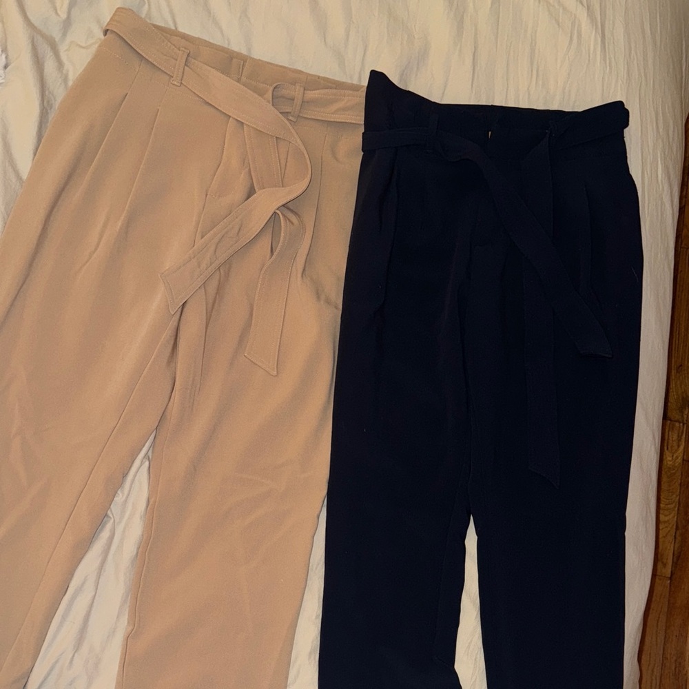 Tie Waist Ann Taylor Women's Tan and Blue Pants